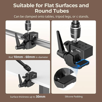 SMALLRIG Friction Magic Arm Camera Mount with Super Clamp and Platform, Overhead Camera Desk Mount Srand, Studio Space Saver, Heavy Duty Mount/Bracket for Lights, Cameras