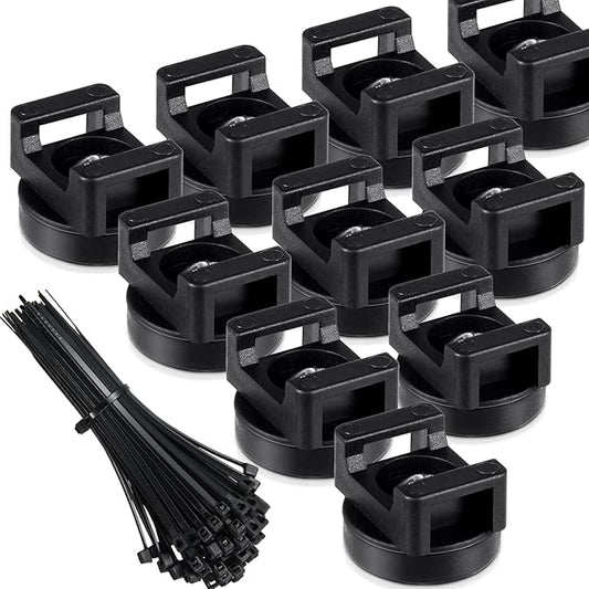 Yookeer 60 Pieces Magnetic Zip Tie Mount Multipurpose Cable Holder Magnets Magnetic Wire Management Bases with Heavy Duty Zip, Mount Nylon Cable Ties in Total (22 mm)