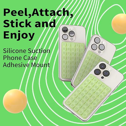 Octo Buddy Silicone Suction Cup Phone Mount Double Sided Sticky Phone Grip Backside Sucker for iPhone Android Hippers Grippy Strong Cell Phone Case Accessory Stuff Mirror Stick On (Green)