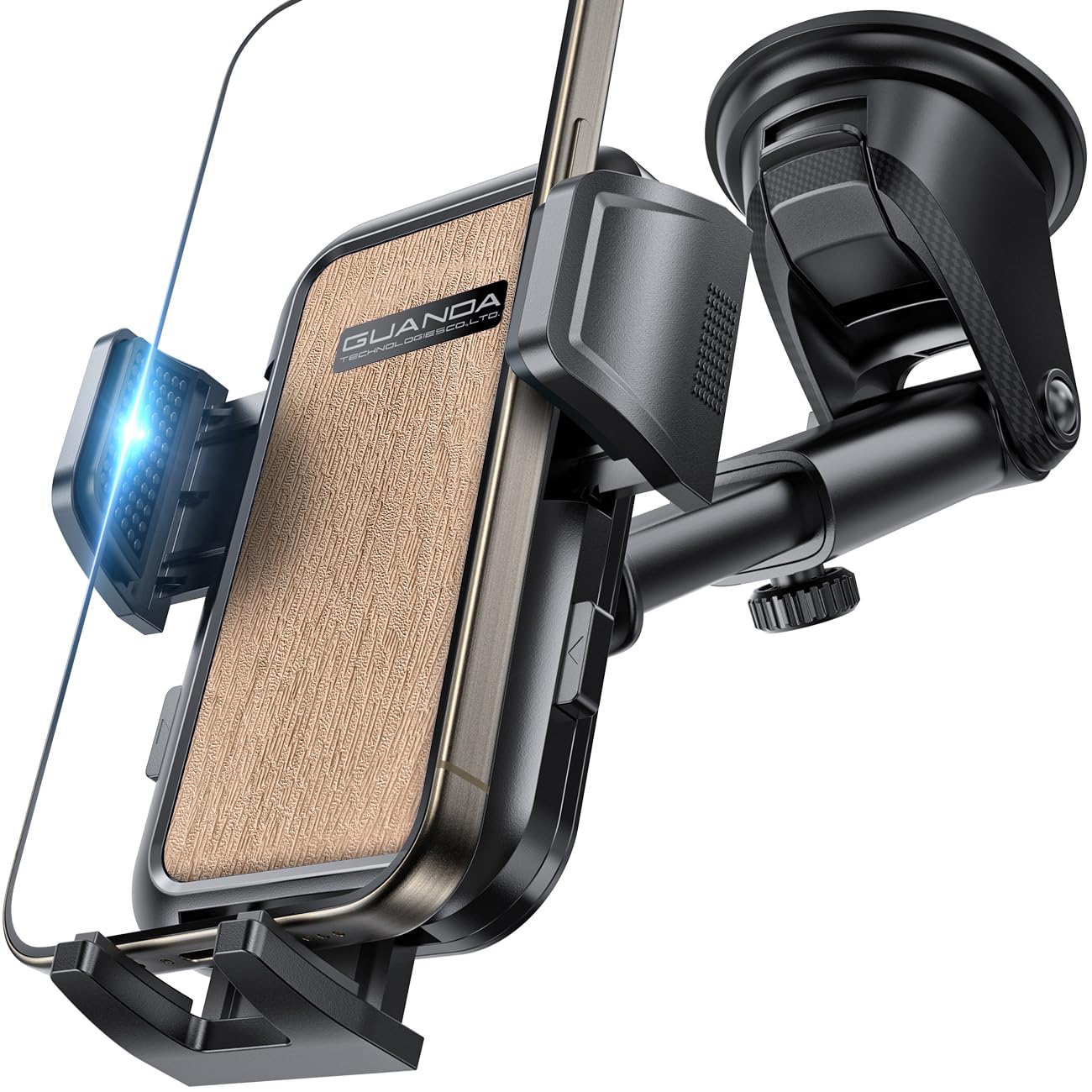 Air Vent Car Phone Holder, Adjustable Wide Clamp, Metal Hook, Anti-Shake