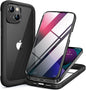 Miracase Compatible with iPhone 13 case 6.1 inch, 2021 Upgrade Full-Body Glass Clear Case Bumper Case with Built-in 9H Tempered Glass Screen Protector for iPhone 13,Black
