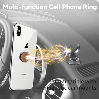 Metal Cell Phone Ring Holder Finger Ring Stand, 360 Degree Rotation Ring Kickstand Grip Holder for Magnetic Car Mount, Rose Gold