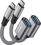USB-C to USB 3.1 Adapter（2 Pack）, Nylon Braided Type-C OTG Cable USB C Male to USB A 3.0 Female Connector for iPhone 15，iPhone 15 ProMax, Samsung S23 Ultra, MacBook Pro, MacBook Air/Mini, Google Pixel