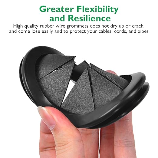 Rubber Grommets for Wiring, 1-1/4 Inch Drill Hole, 1 Inch ID, Firewall Grommets Automotive Cable Cords Hoses Protection, Double-Sided Rubber Plugs for Round Holes, 10 Pcs, 26x32 mm