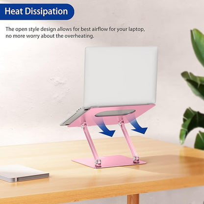 BESIGN LS10 Aluminum Laptop Stand, Ergonomic Adjustable Notebook Stand, Computer Holder Compatible with Air, Pro, Dell, HP, Lenovo More 10-14" Laptops, Pink