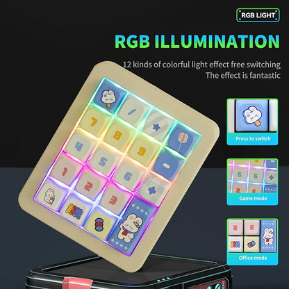 Adventurers K812 Wired Mechanical Numeric Keypad, 19-Key Hot-Swappable RGB Numpad, Macro Programmable, Detachable Type-C Cable, Game/Office Mode Switch – for PC/Laptop/Desktop (Cream White)