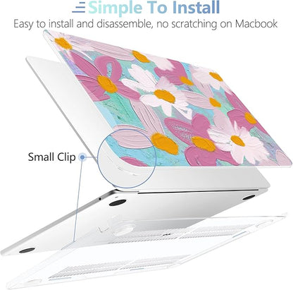 MEEgoodo for M4/M3/M2 MacBook Air 15.3 inch Case 2025 2024 2023, Case Fit Model (A3241/A3114/A2941) for MacBook Air 15 inch, Laptop Hard Shell with Keyboard Cover, Art Plants Floral