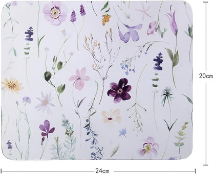 Mouse Pad, Gaming Mouse Pad, Non-Slip Rubber Base Mouse Mat with Designs for Laptop, Computer & Office, 9.5 x 7.9 x 0.12 inches (Purple Flowers)