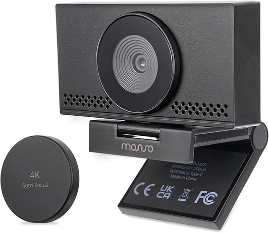 MOSISO 4K Webcam for PC & Laptop with Microphone and Webcam Cover, Auto Light Correction, USB Plug and Play for Live Streaming Video Call Conference Online Lessons Game, Black