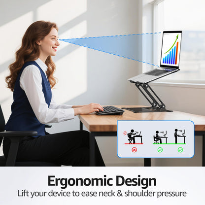 Urmust Adjustable Laptop Stand for Desk, 10-15.6“ Laptop Riser, Black
