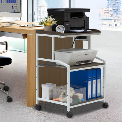Lauren&Harold 34'' Printer Stand with Power Outlets & USB Ports Grey/White