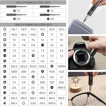 Metal Small Ratchet Screwdriver Set, JAKEMY Portable Ratcheting Screwdriver Kit with 90 Magnetic Bits and Opening Pry Tool for Laptop, Computer, MacBook, Phone, Watch, Console, Eye Glasses, DIY