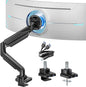 ARES WING Single Monitor Arm, Heavy Duty Adjustable Monitor Arm for 13"-45" Screens with USB, Gas Spring Desk Mount Stand with C Clamp/Grommet Mounting Base up to 40lbs Computer, Black