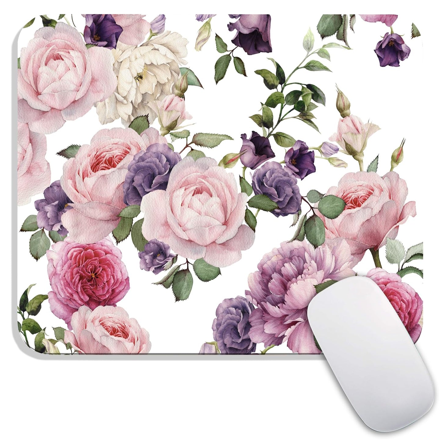 Armanza Square Mouse Pad Floral Roses,Personalized Premium-Textured Custom Mouse Mat Design,Washable Mousepad Cloth,Non-Slip Rubber Base Computer Mouse Pads for Wireless Mouse