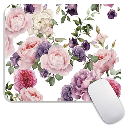 Armanza Square Mouse Pad Floral Roses,Personalized Premium-Textured Custom Mouse Mat Design,Washable Mousepad Cloth,Non-Slip Rubber Base Computer Mouse Pads for Wireless Mouse