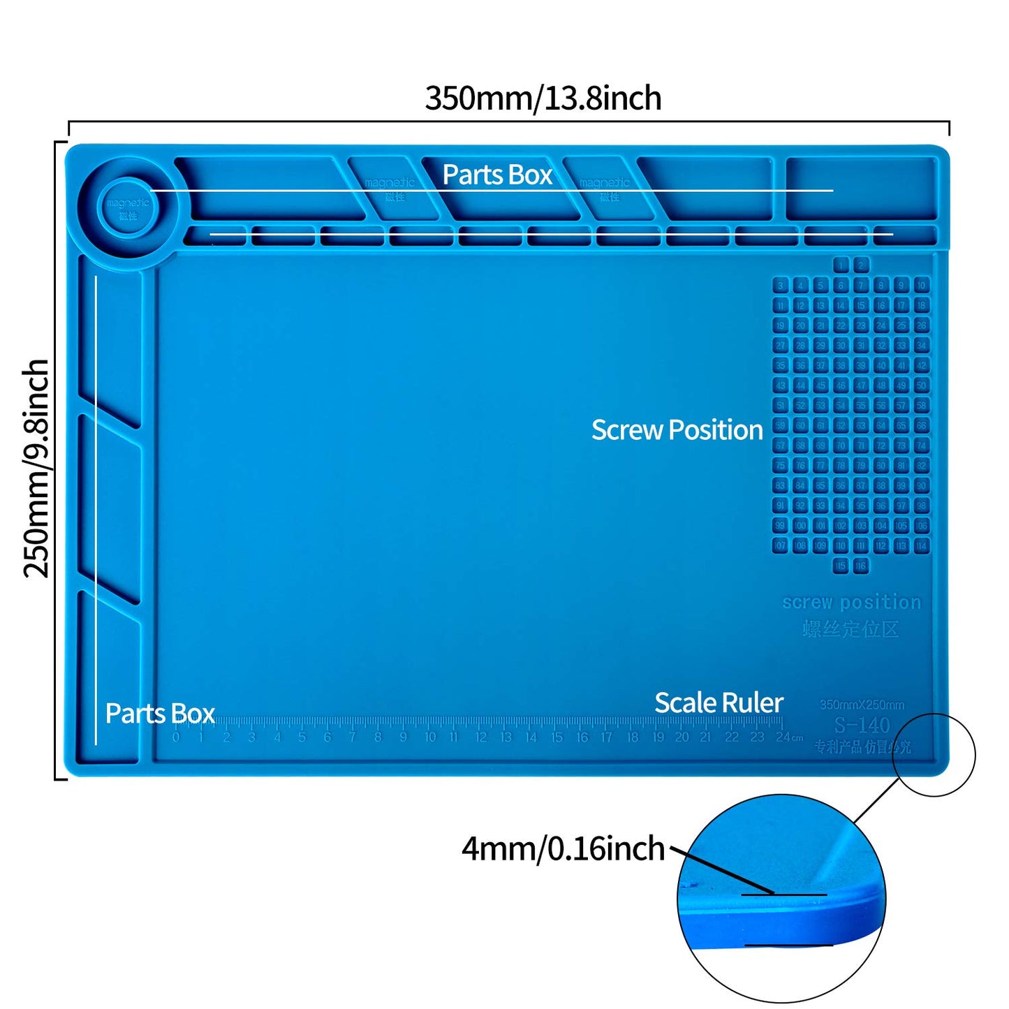 Kaisi S140 Magnetic Insulation Silicone Soldering Mat Magnetic Repair Mat