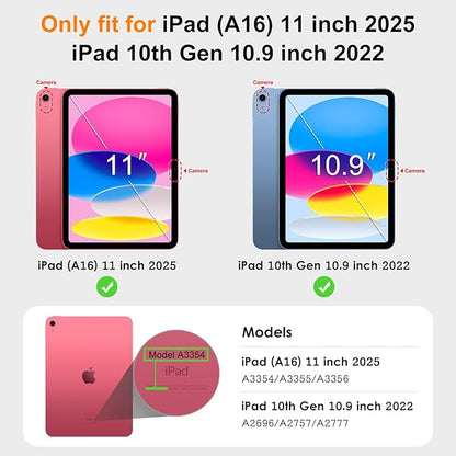 DTTO for iPad 11th (A16)/ 10th Generation Case with Keyboard (2025/2022), 7 Colors Backlit Wireless Detachable Keyboard Leather Folio Cover with Pencil Holder & Pocket, US Flag