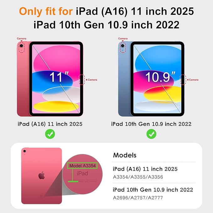 DTTO for iPad 11th (A16)/ 10th Generation Case with Keyboard (2025/2022), 7 Colors Backlit Wireless Detachable Keyboard Leather Folio Cover with Pencil Holder & Pocket, Bright Red