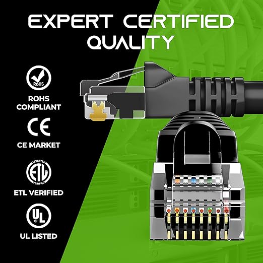 GEARIT 24-Pack, Cat5e Ethernet Patch Cable 1 Foot - Snagless RJ45 Computer LAN Network Cord, Black