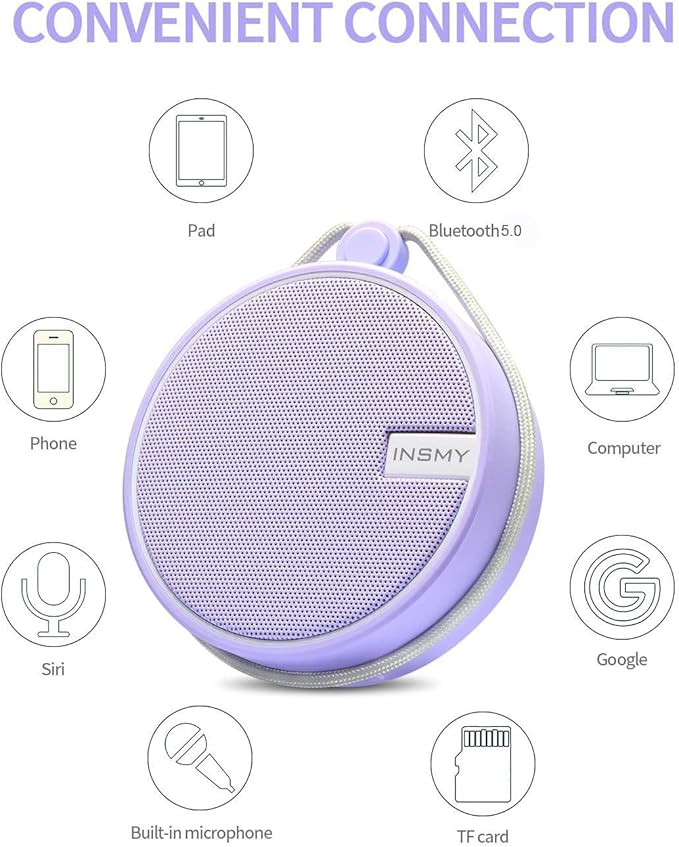 INSMY C12 IP67 Waterproof Shower Bluetooth Speakers Portable Small Speaker