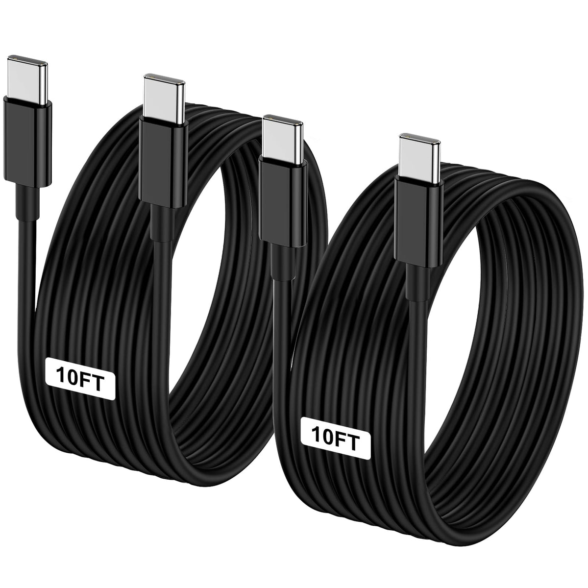 LOFPYE 3-Pack 10FT 60W USB C to USB C Cable, Type C to Type C Cable,Fast Charging Cable for iPhone 16 15 Pro Plus Pro Max，for Galaxy S24 S23, for iPad Pro/Air, for MacBook Pro/Air and More