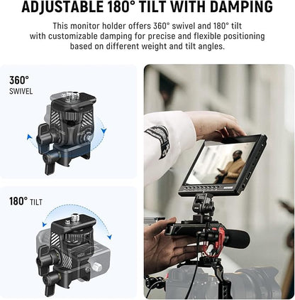 NEEWER Field Monitor Mount Monitor Holder with NATO Clamp, 360° Swivel, 180° Tilt, Anti Twist Screw Compatible with Atomos Ninja 5" & 7" Camera Monitor Compatible with SmallRig Camera Cage, MA020