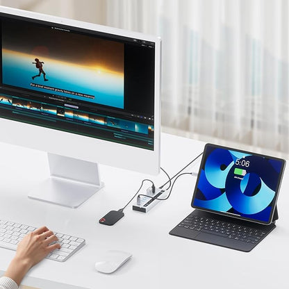 Powered USB C Hub, PULWTOP 11-in-1 Power Hub with SD/TF, 2*USB-C 10Gbps, 4*USB-A 5/10Gbps and 2 * 24/45W Type-C PD Charging Ports (Not Support Video), USB Powered Hub 72W DC Adapter Included
