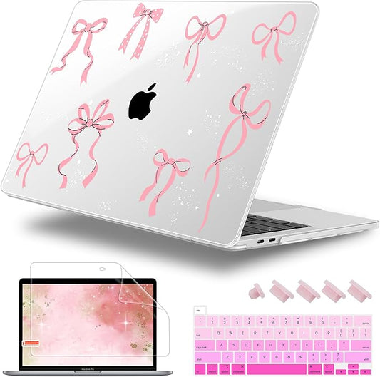 Lepeoac Case for MacBook Pro 13 inch Case M2 2022-2016 A2338 M1 A2251 A2289 A2159 A1989 A1708 A1706, Plastic Hard Shell + Keyboard Cover + Dust Plug, Star Bow