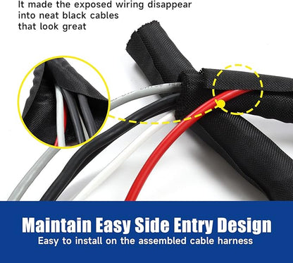 Black Braided Wire Loom Mesh Woven Split Sleeving for Automotive Wires/Audio Video Cable/Multi-Cable Strings (3/8" - 18 Feet)