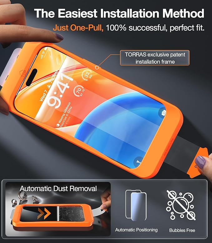 TORRAS Top-Notch Diamond Shield for iPhone 13/ 13 Pro/ 14 Screen Protector [9H+ Durable Military-Grade Protection] Bubble Free Aerospace Grade Full Coverage Screen Protector iPhone 13 Pro Tempered