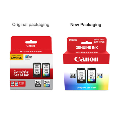 Canon PG-243 / CL-244 Genuine Ink Value Pack (2 Cartridges), Compatible with iP2820, MX492, MG2420/2520/2920/2922/2924/3020/2522/2525, TS3120/302/302a/202/4520/3320
