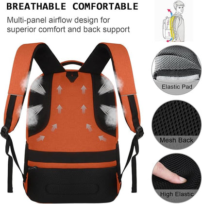 Laptop Backpack,Business Travel Anti Theft Slim Durable Laptops Backpack with USB Charging Port,Water Resistant College Computer Bag for Women & Men Fits 15.6 Inch Laptop and Notebook-Orange