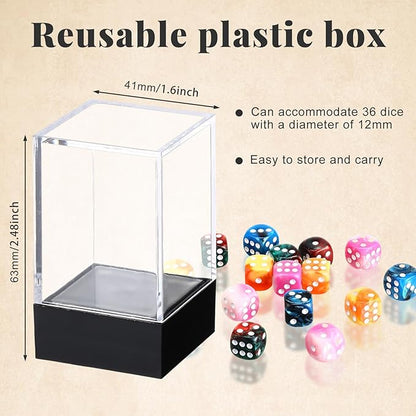 144 Pieces 12mm 6 Sided Mini Dice Set for School Classroom Table Games D6 Game Standard Dice with Portable Plastic Box for Teaching Math Learning