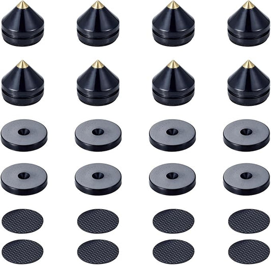 Speaker Spikes Floor Protectors 8pcs with Adhesive, Light Weight, Black