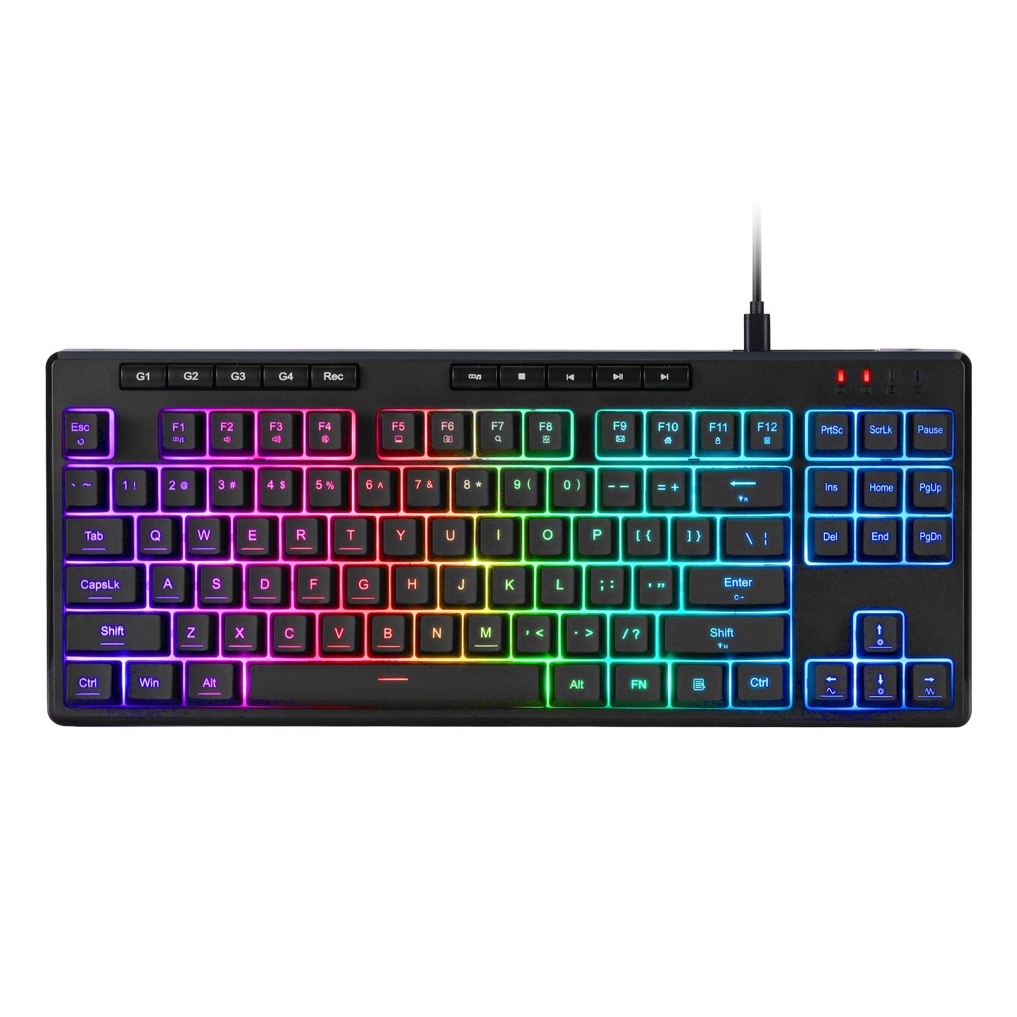 Redragon K516 Shiva TKL Wired RGB Membrane Gaming Keyboard, 87 Keys Mechanical-Feel Keyboard w/Smooth Linear Switch, On-Board Macro & Dedicated Multimedia Keys, 16.8M RGB Backlit, Software Supported