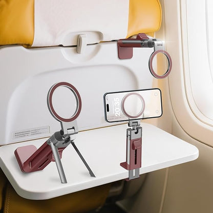 Airplane Phone Holder Mount,360° Adjustable Hands-Free Mount,Flying Desk Home Long Flight Must Haves Accessories,for iPhone 16 15 14 Pro Max