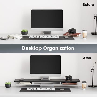 Fenge 42.5" Dual Monitor Stand with Clear Acrylic Legs, Black