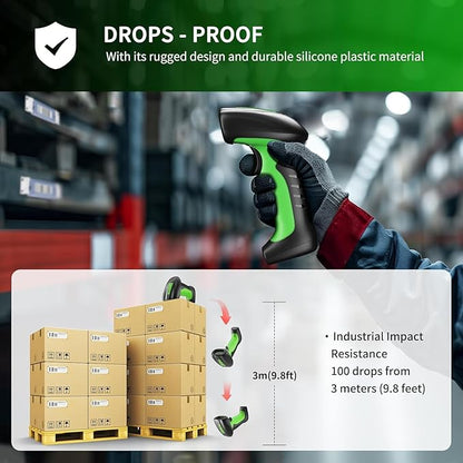 NETUM 2D QR Industrial Bluetooth Barcode Scanner with Charging Dock, Upgraded Wireless 2D/1D Bar Code Reader, 2600mAh Battery, Drop Dust WaterProof, Hands-Free for Windows, Mac, Android, iOS (NT-1950)