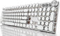 EWEADN Typewriter Style Mechanical Gaming Keyboard, Wired Mechanical Keyboards,104 Keys Backlit LED Keyboards, Media Control Knob, Wired Computer Keyboard Pink Switch for Windows/Mac/PC-White