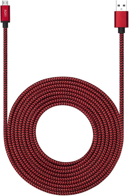 Micro USB Cable 15ft with 3A Fast Charging, Extra Long and Extremely Durable Nylon Braided Charger Cord for Galaxy S7/S6/J8/J7 Note 5,Kindle,LG,PS4,Camera,Xbox One and More (Red)