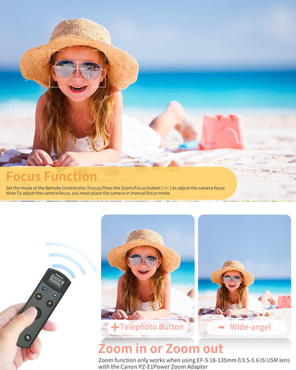 Hanpusen Rechargeable Camera Remote Control for Canon - Wireless Shutter Release with OLED Screen Compatible with R10, R8, R6 II, R100, R50, M50, SL3, R3, R5, R6, RP, R;Replaces Canon BR-E1(Black)
