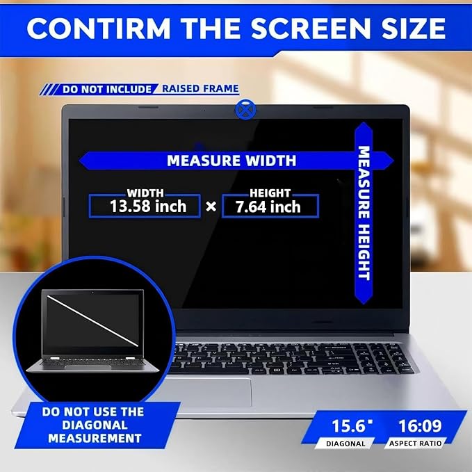 Magnetic Detachable Laptop Privacy Screen (For 15.6")