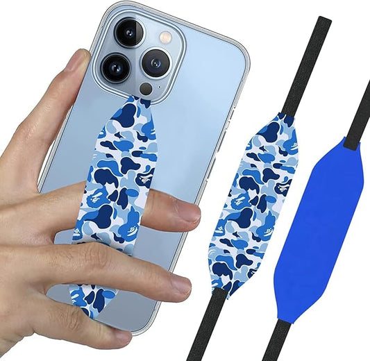 Switchbands Colorful Phone Grip Strap – Reversible Elastic Phone Strap, Adhesive-Free, Arthritis Friendly, Anti-Theft Phone Strap, Wireless Charging Compatible, Universal Fit – Blue & Cobalt Blue