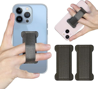 Phone Grip Holder for Hand, Universal Finger Strap Phone Holder, Finger Selfie Grip Compatible with Most Smartphones (Gary) - 2Pack