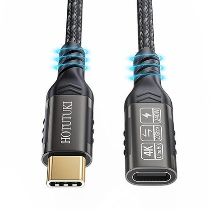 short type c extension cable 1.65ft/0.5M,240W PD Fast Charging 20 Gbps usb c 3.2 gen 2 extension cable,c cable male to female, Compatible with laptop, docking station, charger extension cable