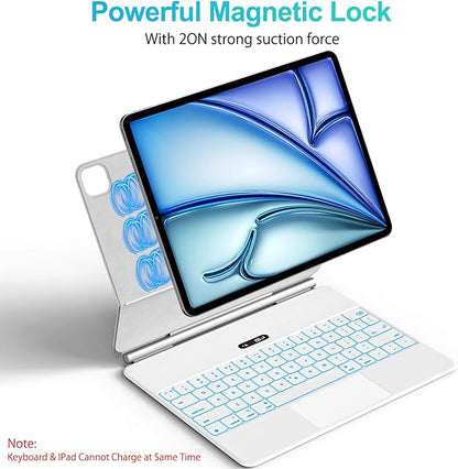 Keyboard Case for iPad Air 11" (M3 2025 / M2 2024) & iPad Pro 11"(1st/2nd/3rd/4th Gen), Slim Magic Keyboard with Multi-Touch Trackpad for 10.9"iPad Air 4th/5th Gen with 7-Color Backlit,White