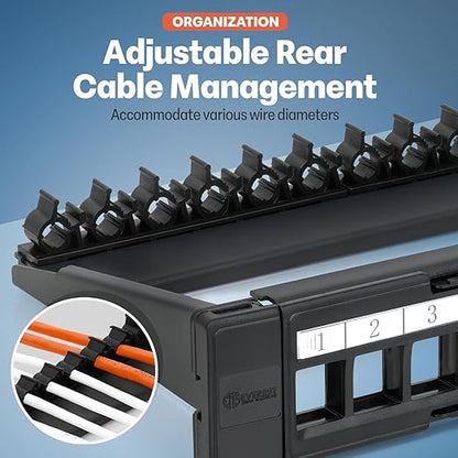 Everest 24 Port Keystone Patch Panel (10-Pack) - Removable 6-Port Panels