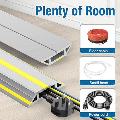 Eapele Floor Cable Cover Protector,Heavy Duty PVC Duct Easy to Unroll,Prevent Cable Trips and Protect Wires,Perfect for Home Office or Outdoor (Gray - 10ft)