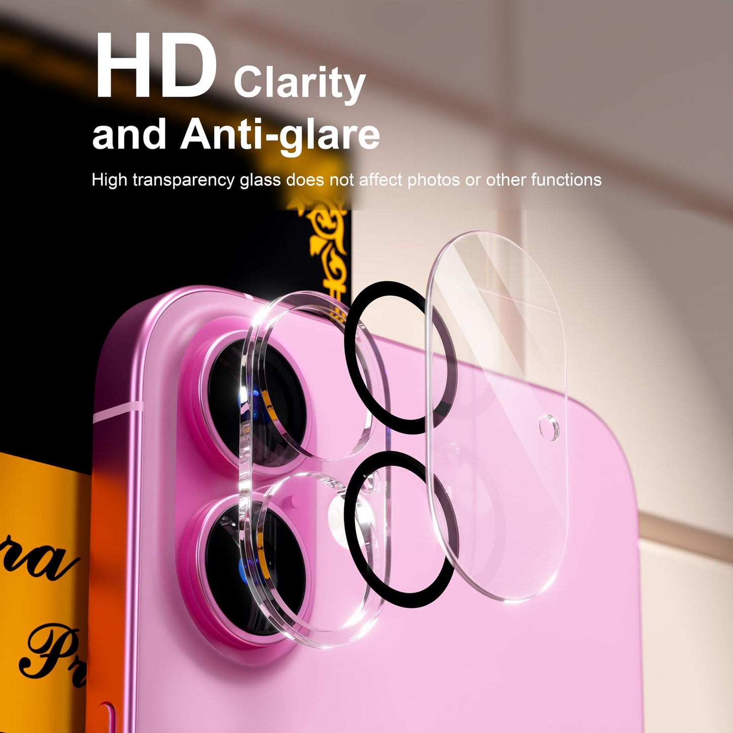 beuxece for 6 Pack iPhone 17 / iPhone 16 / iPhone 16 Plus Camera Lens Protector [Drop Protection] [Easy Installation] 9H Tempered Glass Camera Screen Protector Cover Accessories, Clear