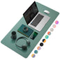 YSAGi Desk Mat, Desk Pad, 35.4" x 17" Laptop Leather Desk Pad Protector, Large Leather Desk Blotter for Keyboard and Mouse, Dual-Sided Desk Writing Pad for Office (Pistachio Green + Green Blue)